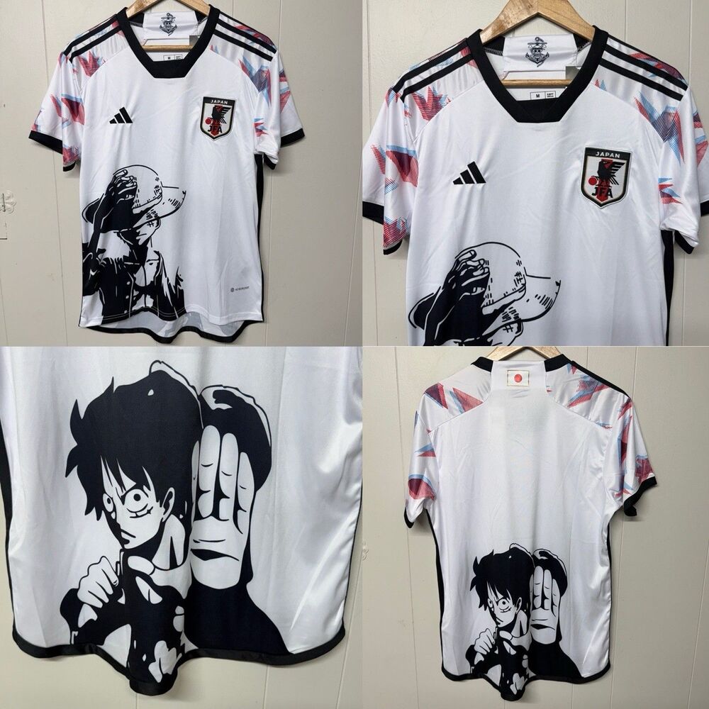 Japan 1 Piece Soccer Jersey Luffy Gear 3 Anime Concept Kit Away White Men M NWT